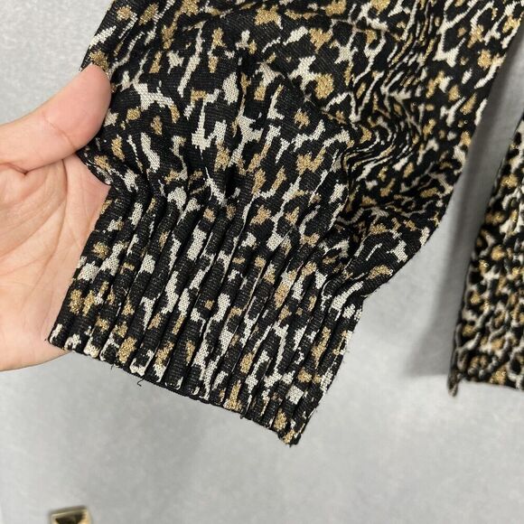 Kobi Halperin Top Size Medium Leopard Print Long Sleeve Smocked Cuff Oversized - Picture 5 of 12